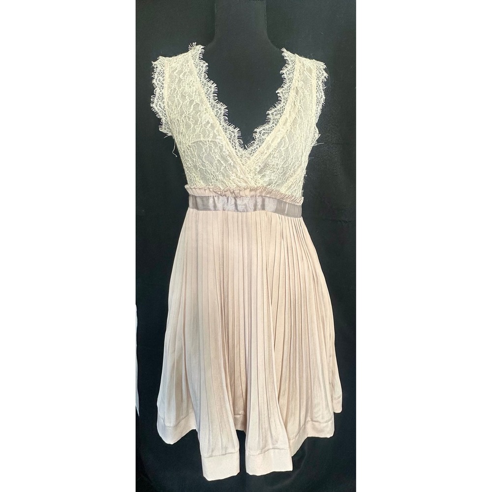 rue21 Womens Lace‎ Pleated Coquette Fairie Balletcore Dress Cream pink Size M